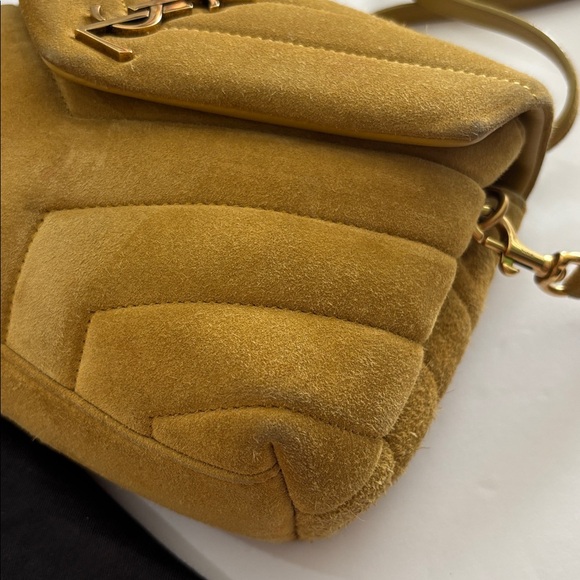 Yves Saint Laurent Mustard Suede Crossbody Bag - Picture 6 of 16